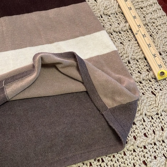 50% Viscose Brown, Gray, Tan, & White colorblock Midi Sweater dress women’s sz M - Picture 4 of 15